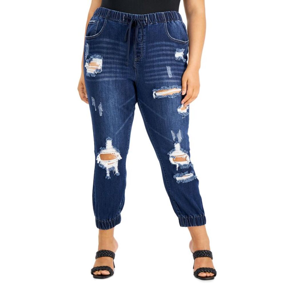 Gogo Jeans Trendy Plus Size Ripped Jogger Jeans
